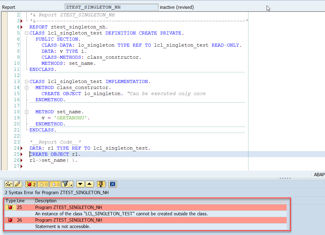 Singleton Class In Abap Go Coding